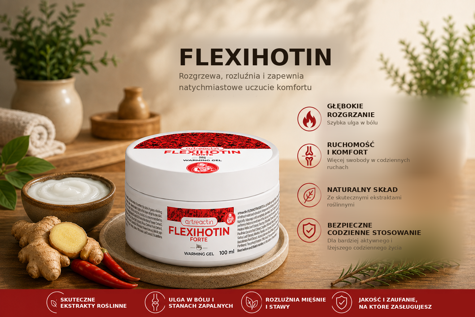 Flexihotin Forte rozgrzewający żel do stawów